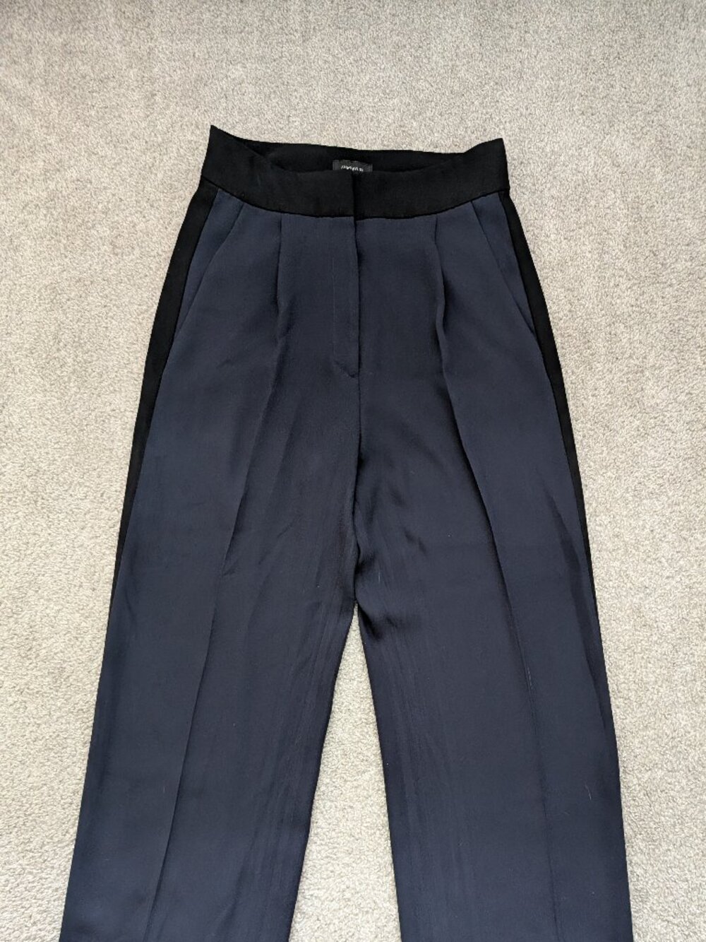 Ann Taylor Navy Lined Hi Waist Wide Leg Dress Pants 8